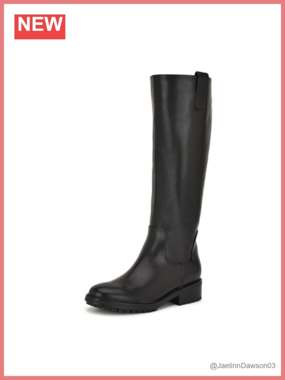 Knee-High Faux Leather Zip-Up Block Heel Boots